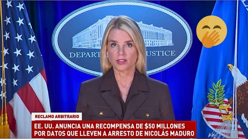 Caracas acusa a Washington de montar un “circo mediático” tras anunciar 50 millones de dólares por información que lleve al arresto del presidente.