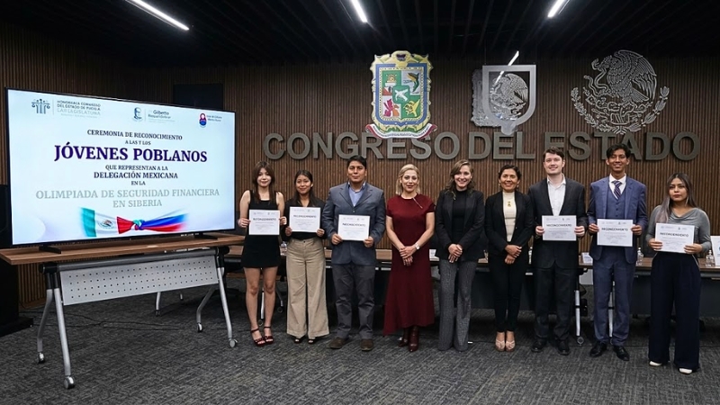 Delegación mexicana se prepara para competir en la VI Olimpiada Internacional de Seguridad Financiera en Krasnoyarsk, tras ser reconocida en Puebla.